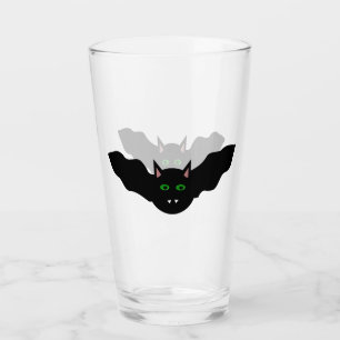 Vampire Cat Faced Bat Halloween Glass