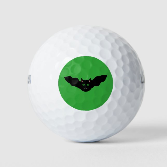 Vampire Cat Faced Bat Halloween Golf Ball (Front)