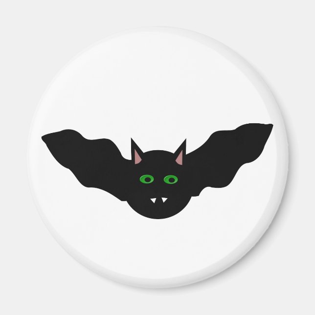 Vampire Cat Faced Bat Halloween Magnet (Front)