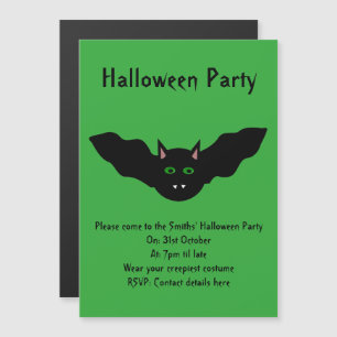 Vampire Cat Faced Bat Halloween Party Invites