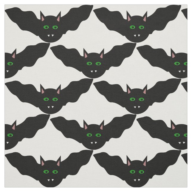 Vampire Cat Faced Bat Halloween patterned Fabric (Swatch)