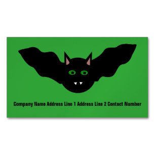 Vampire Cat Faced Bat Halloween Personalised Magnetic Business Card