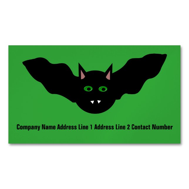 Vampire Cat Faced Bat Halloween Personalised Magnetic Business Card (Front)