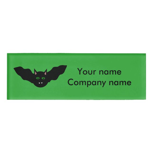 Vampire Cat Faced Bat Halloween Personalised Name Tag (Front)