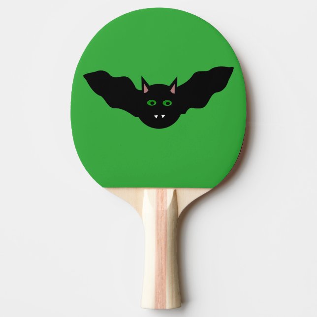 Vampire Cat Faced Bat Halloween Ping Pong Paddle (Front)