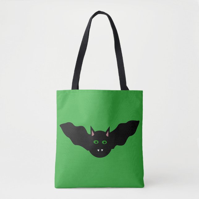 Vampire Cat Faced Bat Halloween Tote Bag (Front)