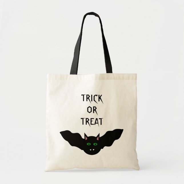 Vampire Cat Faced Bat Halloween Trick or Treat Bag (Front)