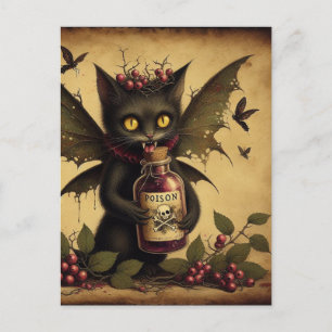 Vampire Cat Fairy Poison Bottle Vintage Postcard