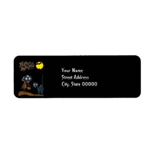 Vampire & cat Halloween Address label