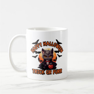 Vampire Cat Halloween Pumpkin Bat Spooky Festive F Coffee Mug