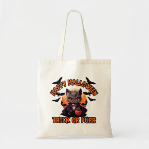 Vampire Cat Halloween Pumpkin Bat Spooky Festive F Tote Bag