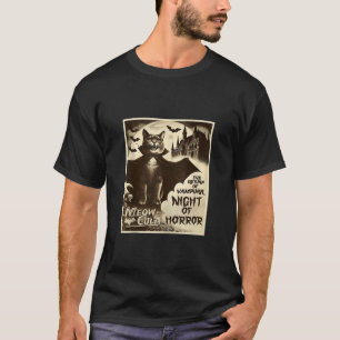 Vampire Cat Meowcula Vampurr Vintage Horror Poster T-Shirt