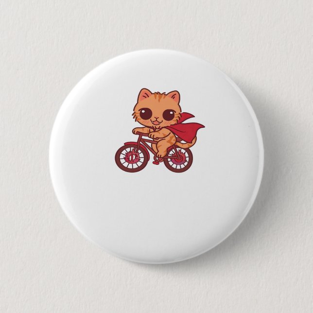 Vampire Cat on Halloween Bike Ride � Cute Spooky K 6 Cm Round Badge (Front)