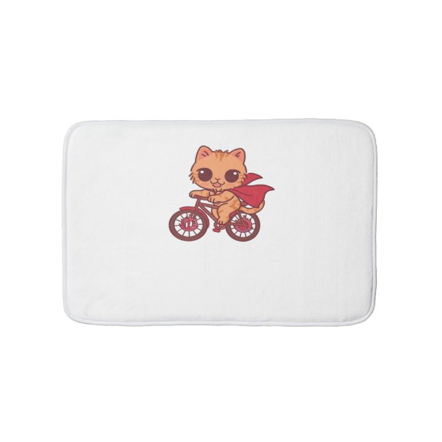 Vampire Cat on Halloween Bike Ride – Cute Spooky K Bath Mat (Front)