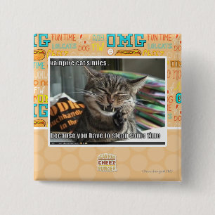 vampire cat smiles 15 cm square badge