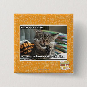 vampire cat smiles 15 cm square badge