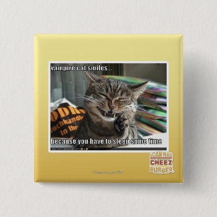 vampire cat smiles 15 cm square badge