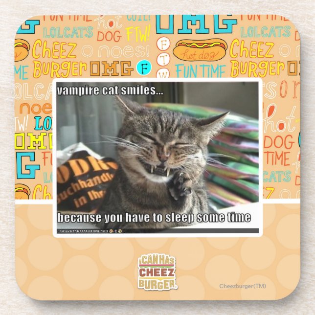 vampire cat smiles coaster (Front)