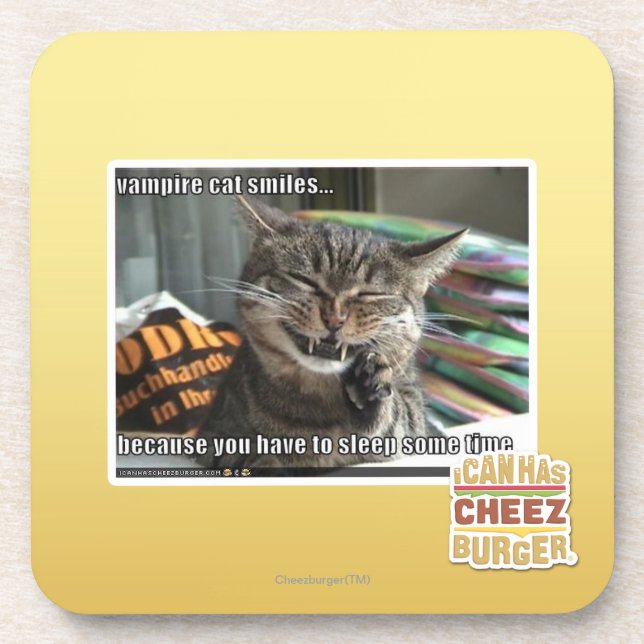 vampire cat smiles coaster (Front)