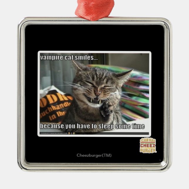 vampire cat smiles metal tree decoration (Front)