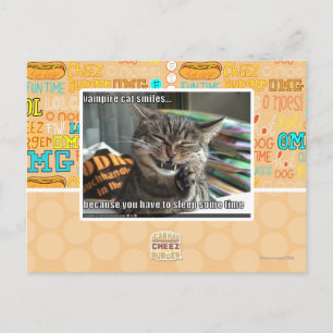 vampire cat smiles postcard