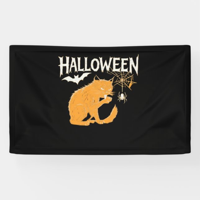 Vampire Cat's Halloween Classic T-Shirt Banner (Horizontal)