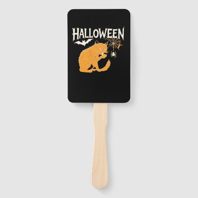 Vampire Cat's Halloween Classic T-Shirt Hand Fan (Front)