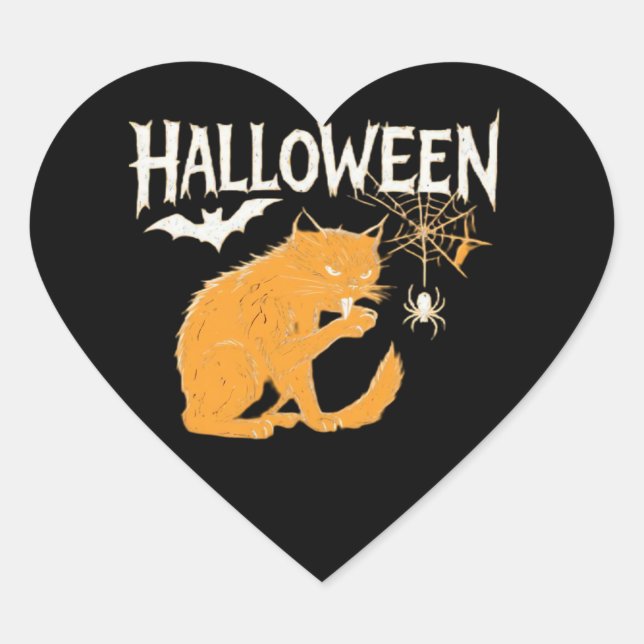 Vampire Cat's Halloween Classic T-Shirt Heart Sticker (Front)