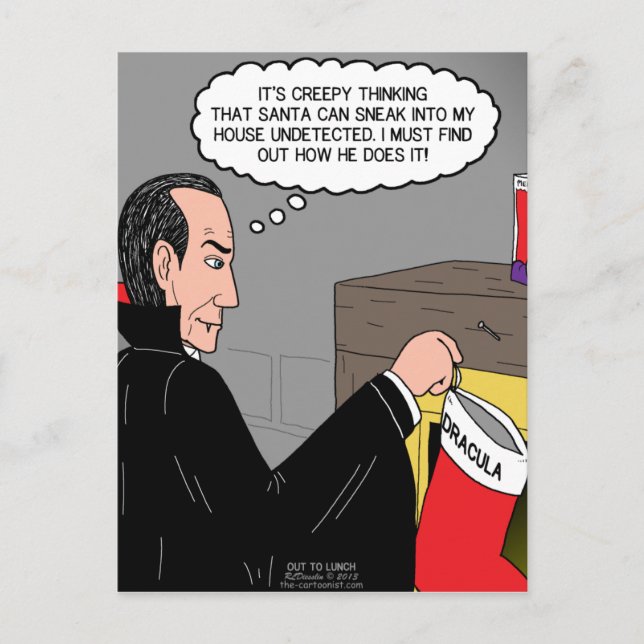 Vampire Christmas Stocking Holiday Postcard (Front)