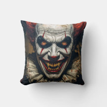 Vampire Clown Halloween Throw Pillow