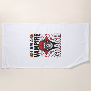 Vampire Coach Halloween Skull Vintage Shirt Design Beach Towel