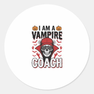 Vampire Coach Halloween Skull Vintage Shirt Design Classic Round Sticker