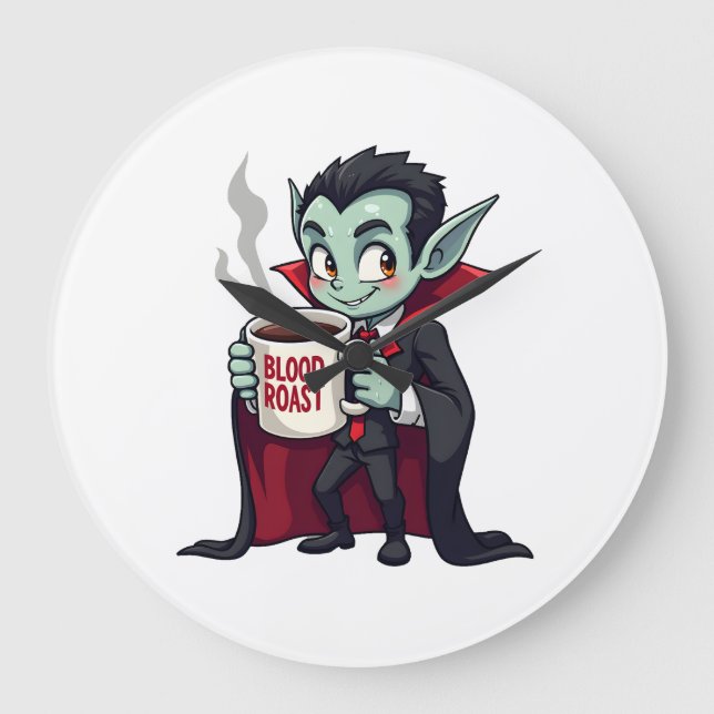 Vampire Coffee Lover � Spooky Latte Shirt Large Clock (Front)