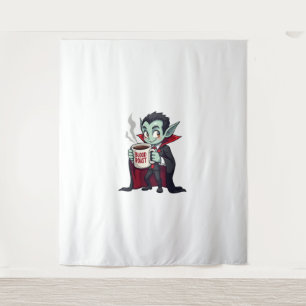 Vampire Coffee Lover – Spooky Latte Shirt Tapestry