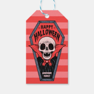 Vampire Coffin Spooky Skeleton Happy Halloween Gift Tags