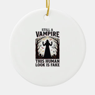 Vampire Costume Shirt Funny Halloween Human Disgui Ceramic Tree Decoration