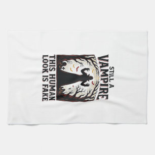 Vampire Costume Shirt Funny Halloween Human Disgui Tea Towel