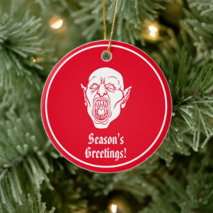 Vampire Crimson Red Horror Ceramic Tree Decoration
