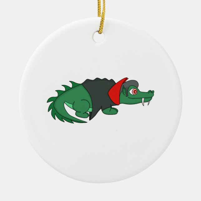 Vampire Crocodile Ceramic Tree Decoration (Front)