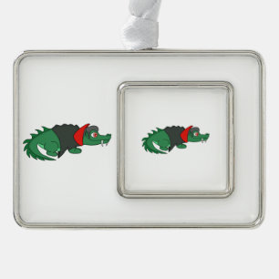 Vampire Crocodile Silver Plated Framed Ornament