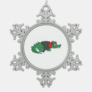 Vampire Crocodile Snowflake Pewter Christmas Ornament