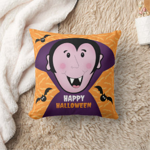 Vampire Dracula Bats Kids Cute Happy Halloween  Cushion