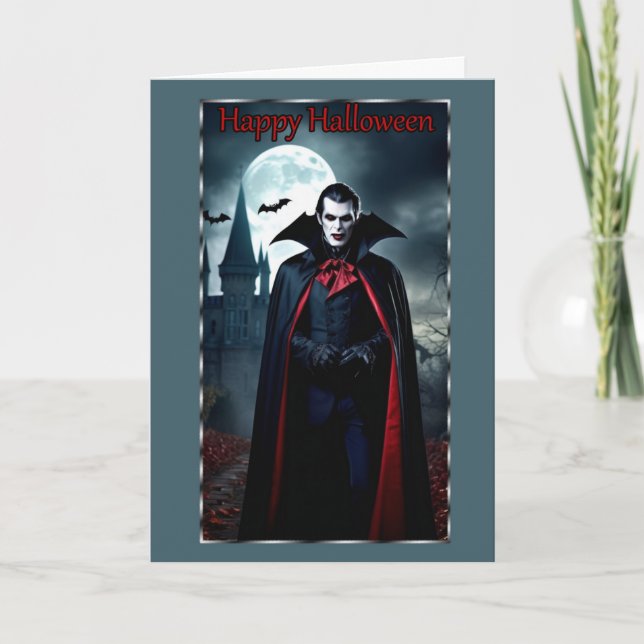 Vampire During a Full Moon Halloween Card (Front)