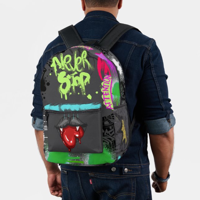 Vampire eating heart Streetart spray paint Printed Backpack (Insitu (Model))