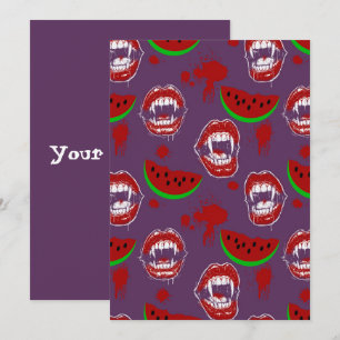 Vampire Eating Watermelon Purple Summerween Menu & Invitation