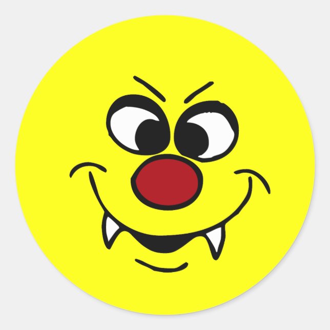Vampire Face Grumpey Classic Round Sticker (Front)