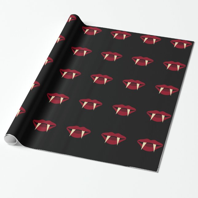 Vampire Fangs 2 Fun Halloween Wrapping Decor Paper (Unrolled)