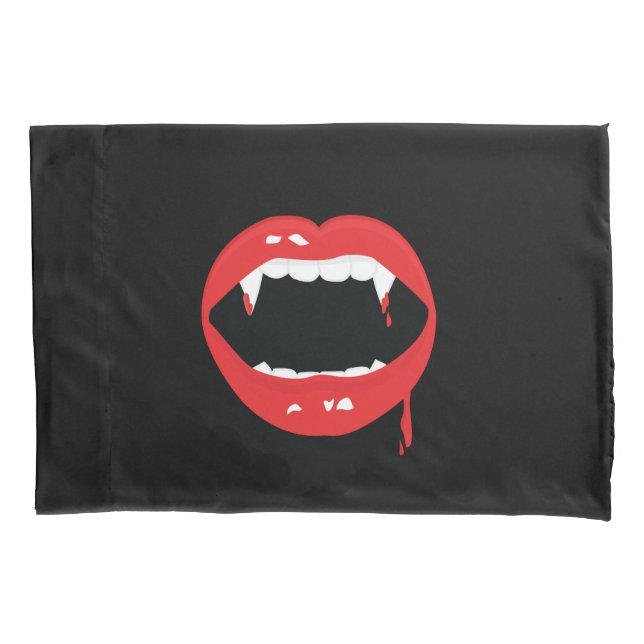 Vampire Fangs & Blood Custom Gothic Pillowcase (Front)