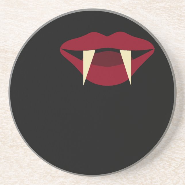 Vampire Fangs Blood Red Lips Coaster (Front)