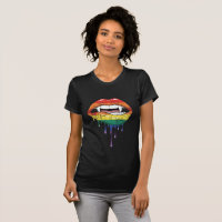Vampire Fangs Dripping Rainbow Lips | Edgy Pop Art